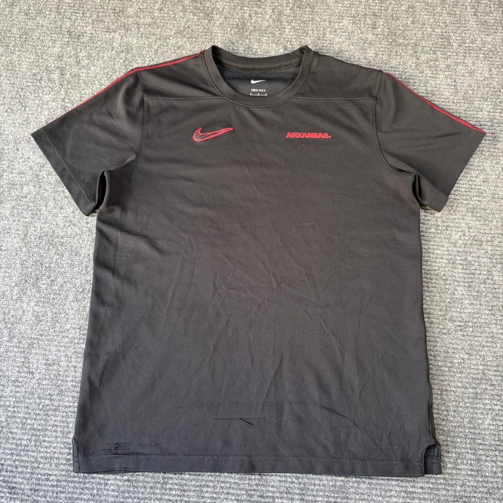 Nike Arkansas Razorbacks Dri-FIT Training Shirt Mens Medium Black Red 4228